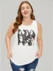 Figure Print Sleeveless Tank Top sold by Bloomchic