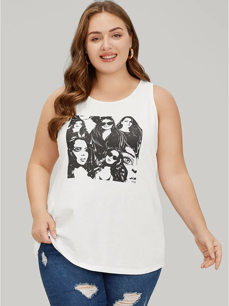 Figure Print Sleeveless Tank Top sold by Bloomchic