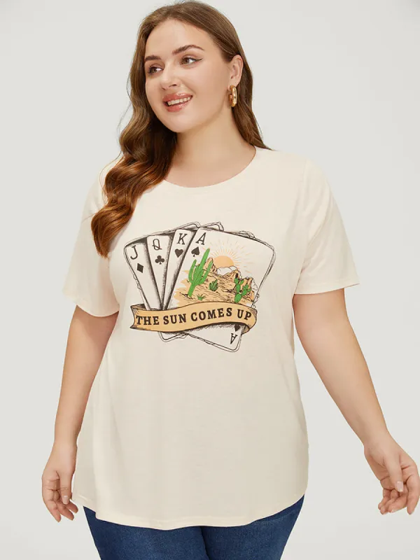 Playing Card & Cactus Print Heather T-shirt sold by Bloomchic