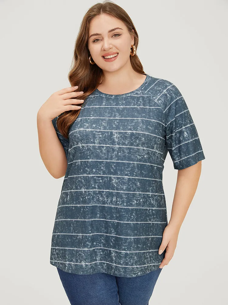 Striped Print Raglan Sleeve Vintage T-shirt sold by Bloomchic product image thumbnail 3