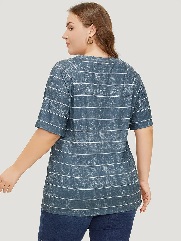 Striped Print Raglan Sleeve Vintage T-shirt sold by Bloomchic product image thumbnail 5