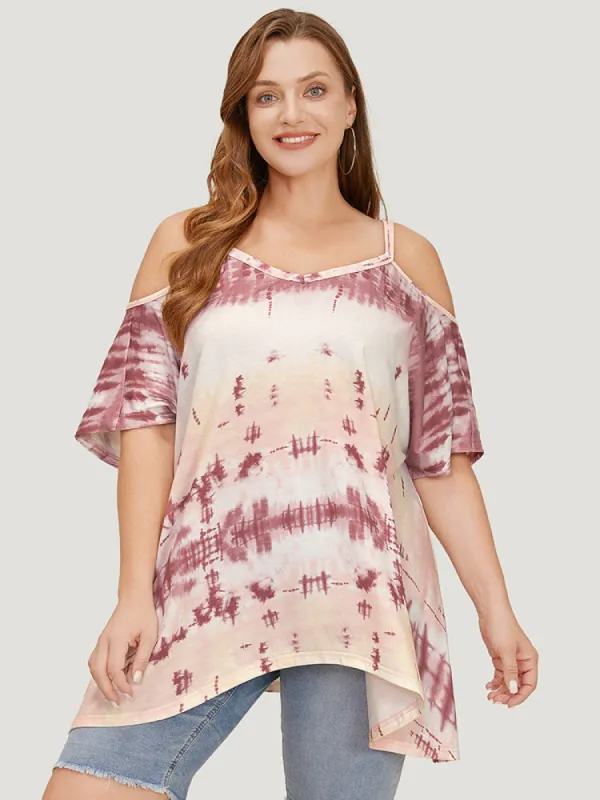 Tie Dye Asymmetrical Hem Cami T-shirt sold by Bloomchic
