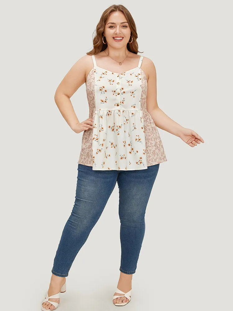 Ditsy Floral Patchwork Flutter Hem Cami Top sold by Bloomchic product image thumbnail 4