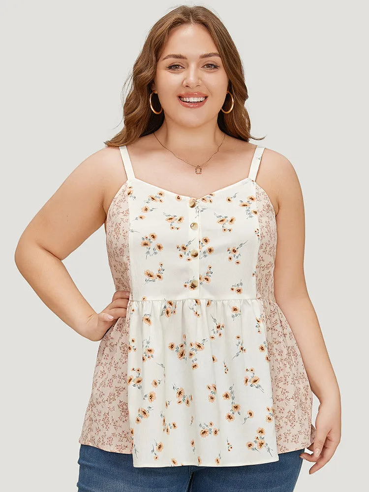 Ditsy Floral Patchwork Flutter Hem Cami Top sold by Bloomchic product image thumbnail 2