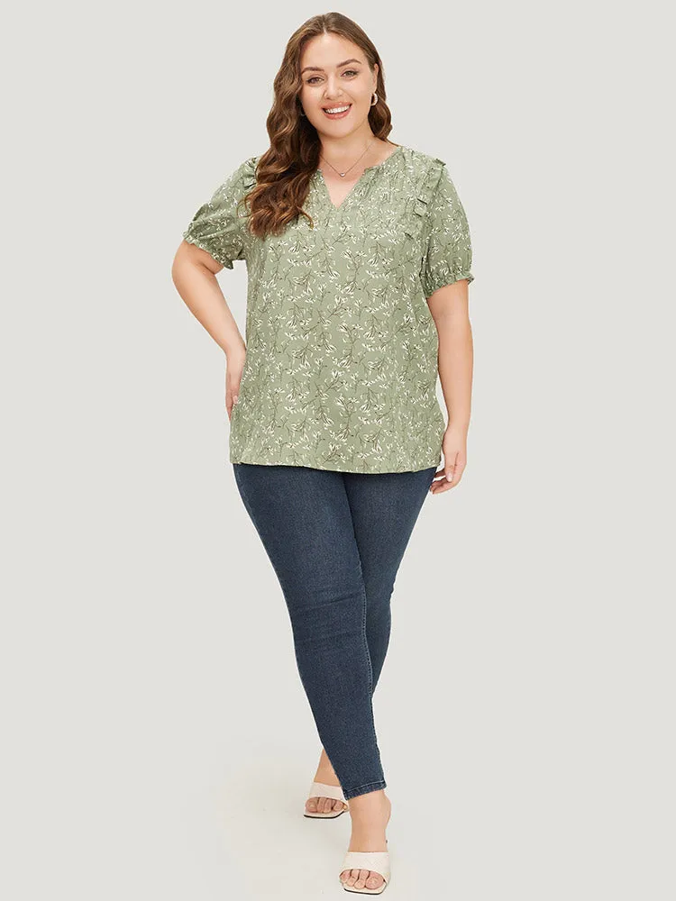 Ditsy Floral Puff Sleeve Ruffle Trim Blouse sold by Bloomchic product image thumbnail 4