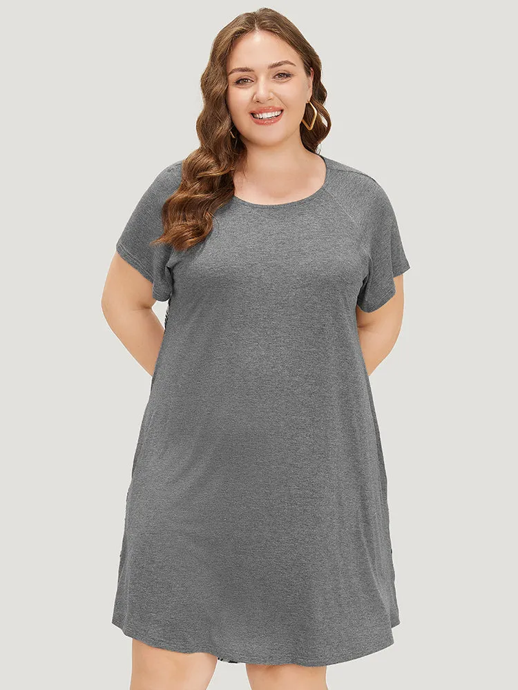 Plaid Patchwork Pocket Raglan Sleeve High Low Dress sold by Bloomchic product image thumbnail 4