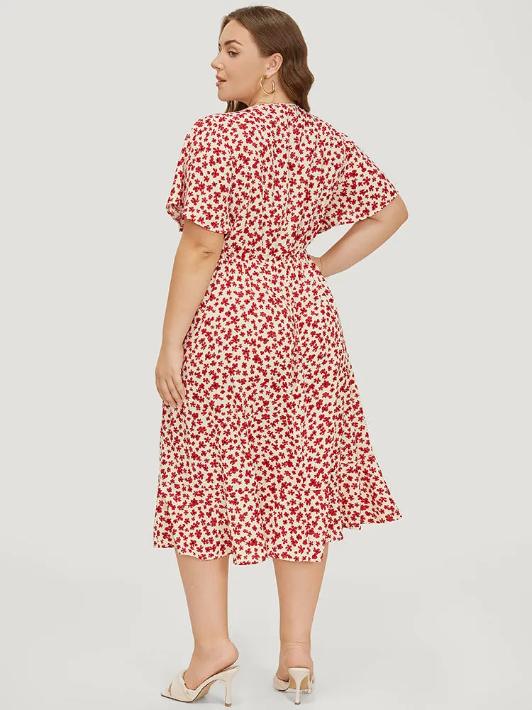 Ditsy Floral Knot Front Pocket Ruffle Hem Dress sold by Bloomchic product image thumbnail 2
