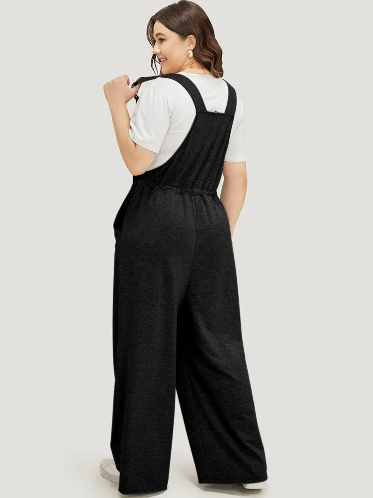 Plain Pocket Drawstring Adjustable Straps Overall Jumpsuit sold by Bloomchic product image thumbnail 5