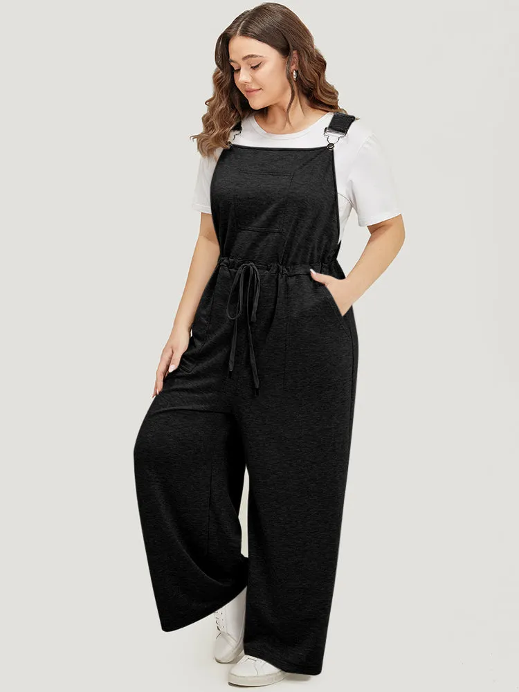 Plain Pocket Drawstring Adjustable Straps Overall Jumpsuit sold by Bloomchic product image thumbnail 2