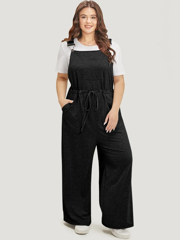 Plain Pocket Drawstring Adjustable Straps Overall Jumpsuit sold by Bloomchic product image thumbnail 3