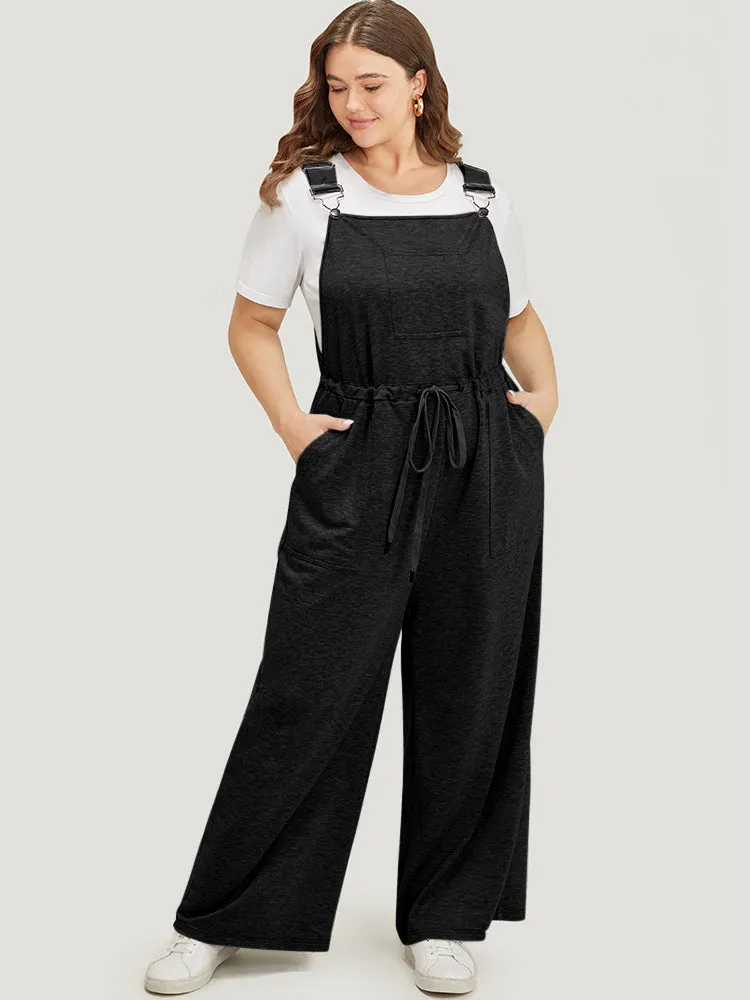 Plain Pocket Drawstring Adjustable Straps Overall Jumpsuit sold by Bloomchic product image thumbnail 4