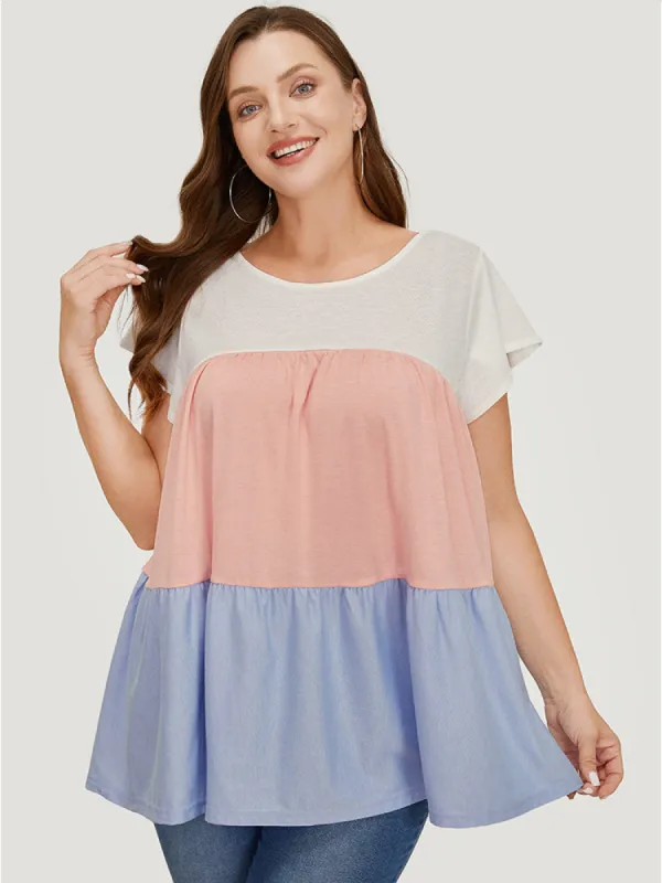 Color Block Contrast Cap Sleeve Tank Top sold by Bloomchic