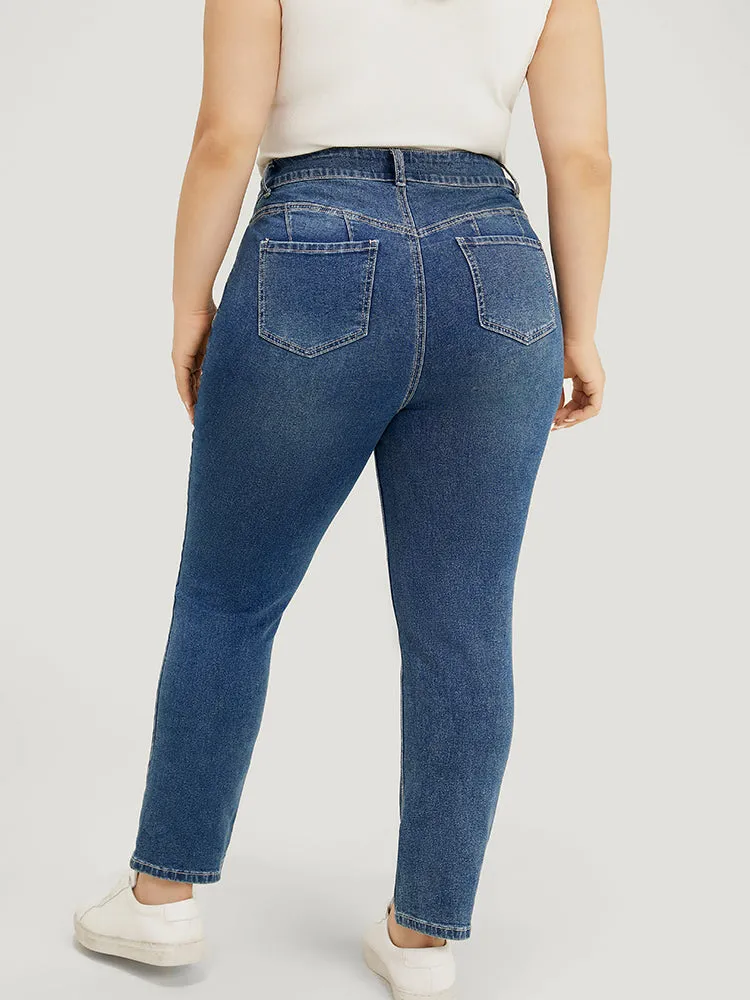 Straight Leg Very Stretchy High Rise Medium Wash Jeans sold by Bloomchic product image thumbnail 5
