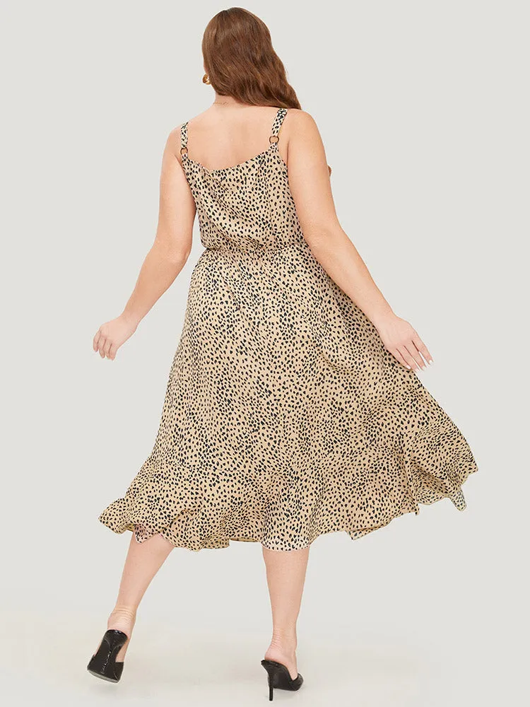 Leopard Print Flutter Hem Pocket Adjustable Straps Cami Dress sold by Bloomchic product image thumbnail 4