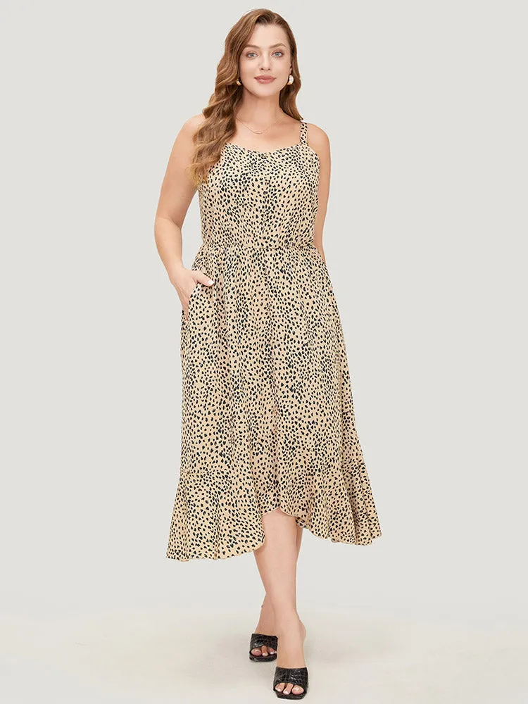 Leopard Print Flutter Hem Pocket Adjustable Straps Cami Dress sold by Bloomchic product image thumbnail 5