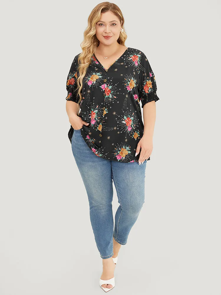 Floral Shirred Puff Sleeve Blouse sold by Bloomchic product image thumbnail 5