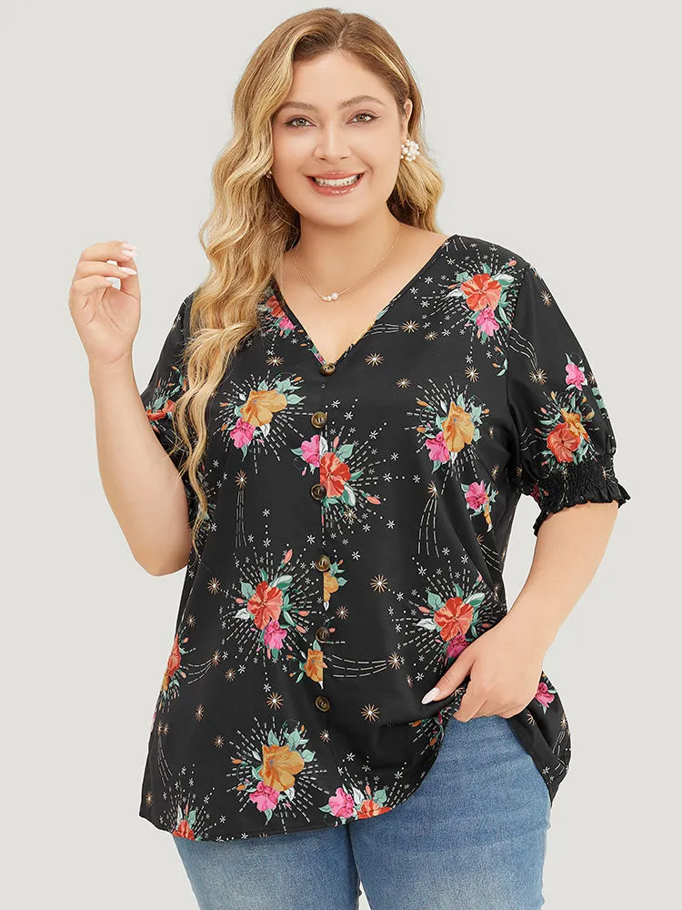 Floral Shirred Puff Sleeve Blouse sold by Bloomchic product image thumbnail 2