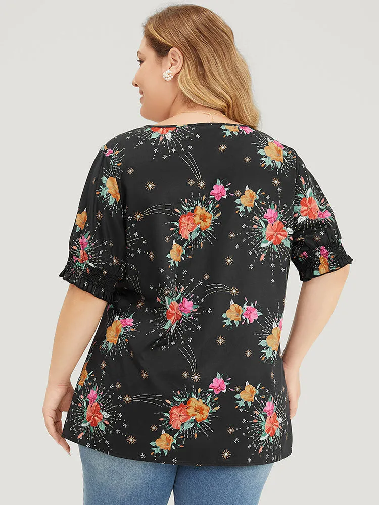 Floral Shirred Puff Sleeve Blouse sold by Bloomchic product image thumbnail 3