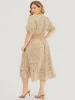 Ditsy Floral Pocket Puff Sleeve Shirred Ruffle Trim Dress sold by Bloomchic