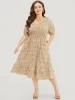 Ditsy Floral Pocket Puff Sleeve Shirred Ruffle Trim Dress sold by Bloomchic