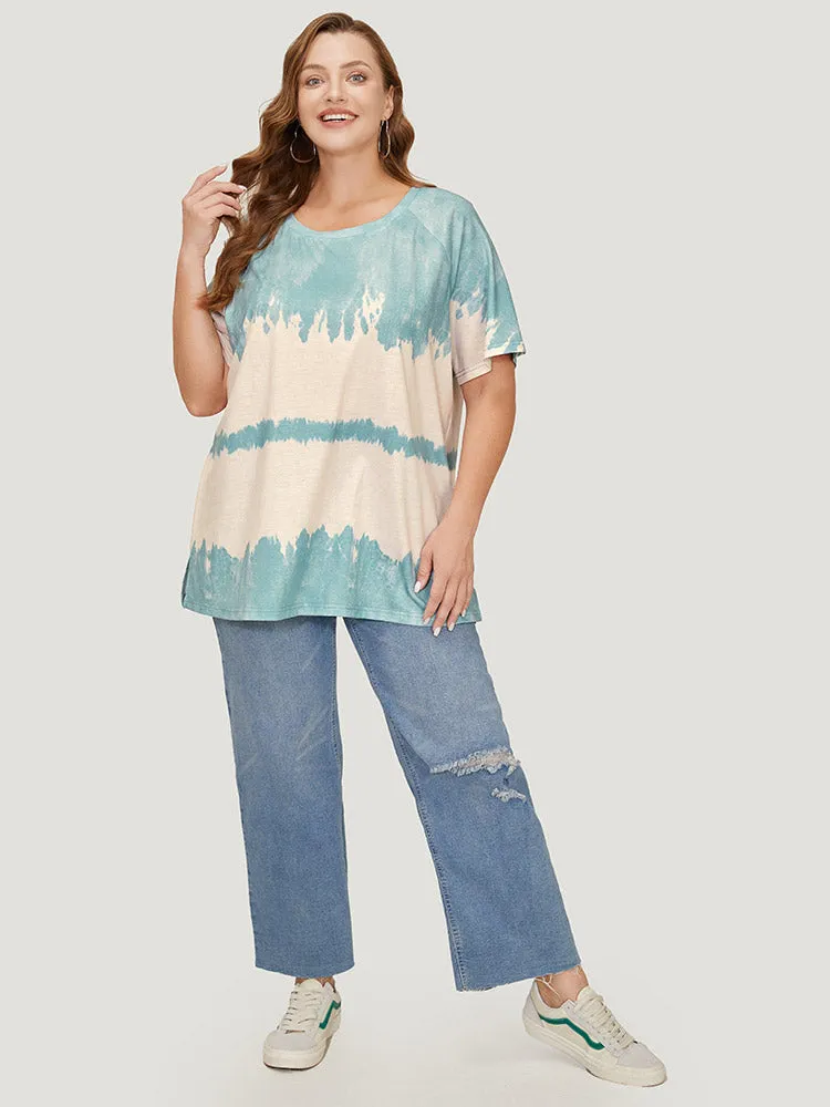 Tie Dye Raglan Sleeve Split Hem T-shirt sold by Bloomchic product image thumbnail 4