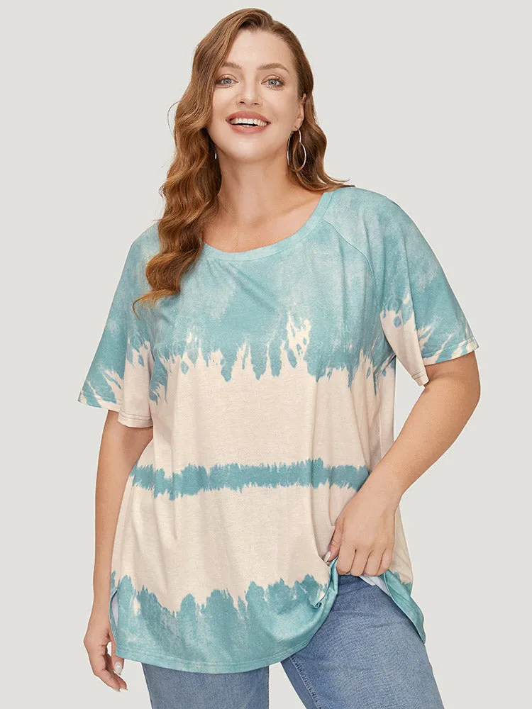 Tie Dye Raglan Sleeve Split Hem T-shirt sold by Bloomchic product image thumbnail 5