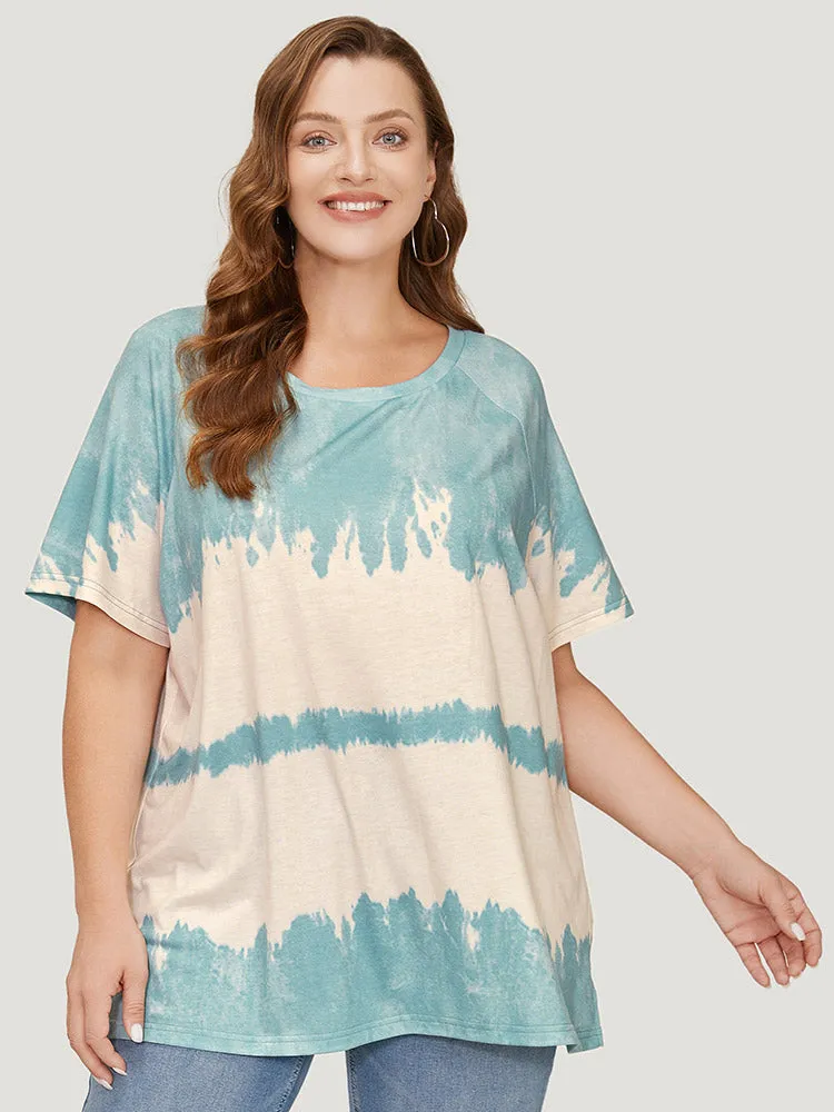 Tie Dye Raglan Sleeve Split Hem T-shirt sold by Bloomchic product image thumbnail 2