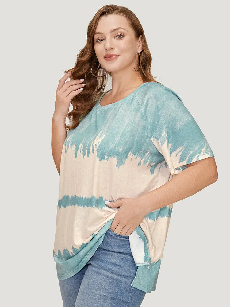 Tie Dye Raglan Sleeve Split Hem T-shirt sold by Bloomchic product image thumbnail 3