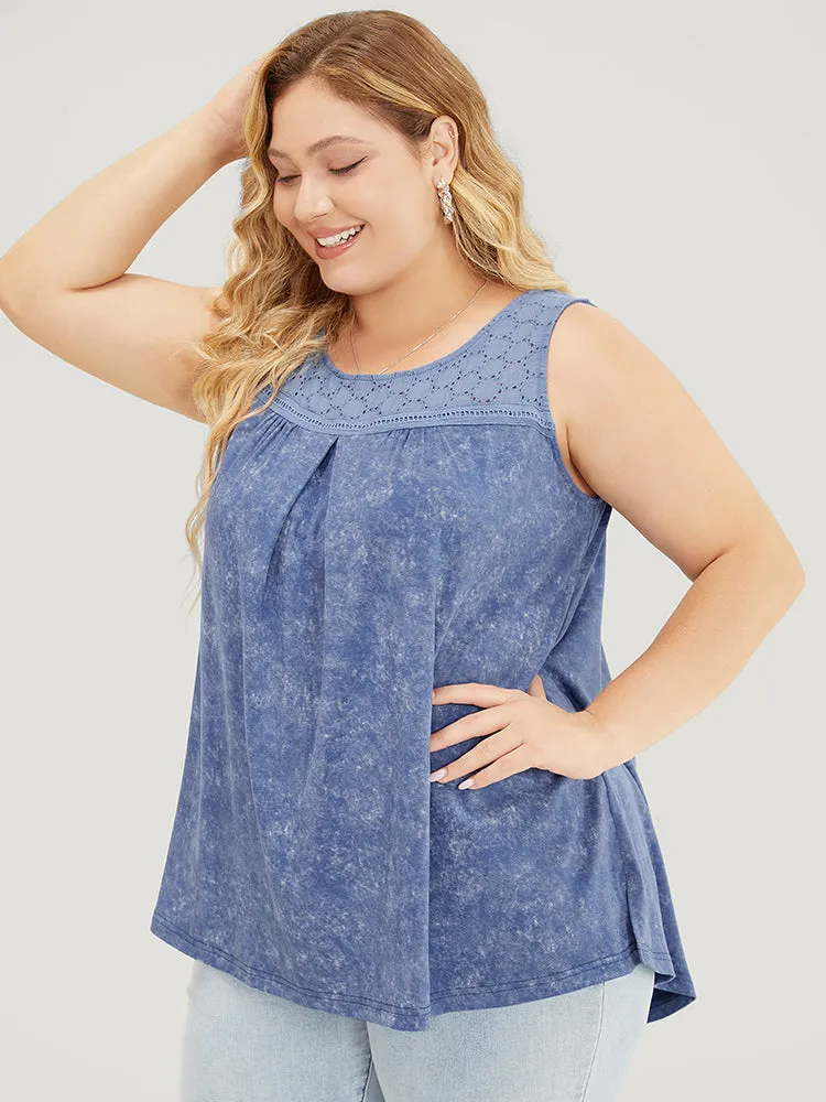 Solid Plicated Detail Crochet Lace Tank Top sold by Bloomchic product image thumbnail 4