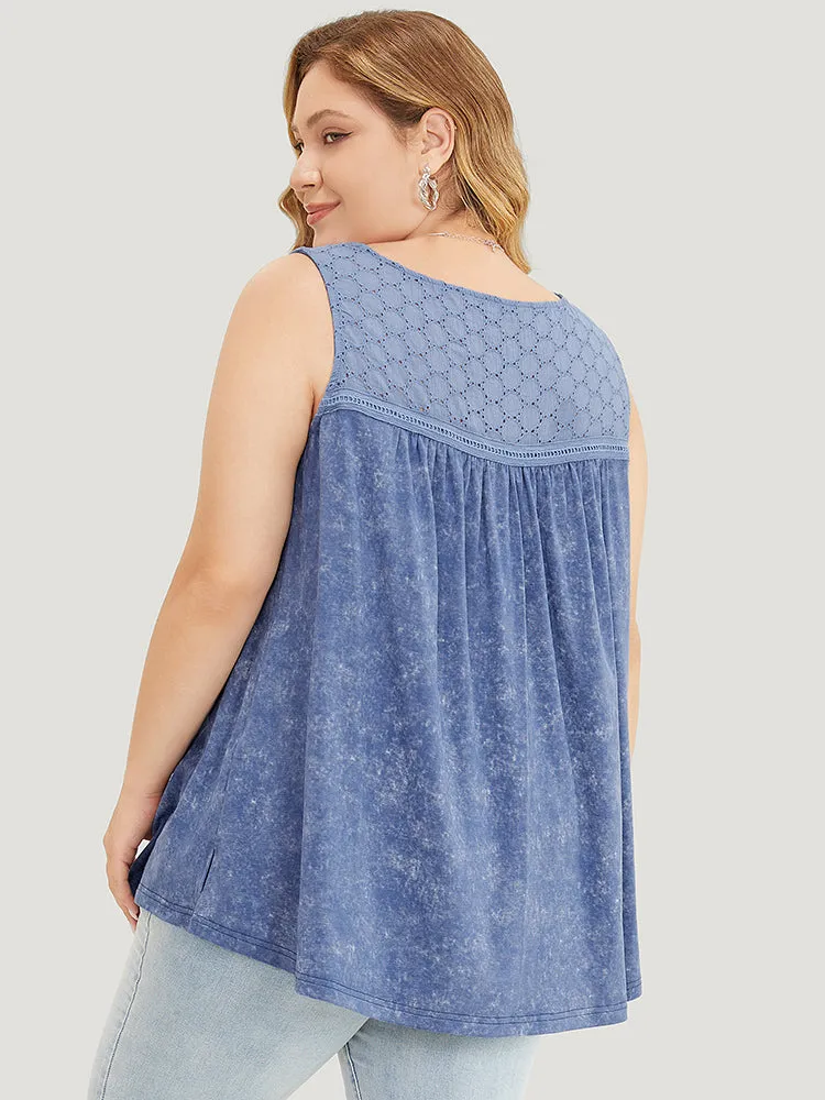 Solid Plicated Detail Crochet Lace Tank Top sold by Bloomchic product image thumbnail 5
