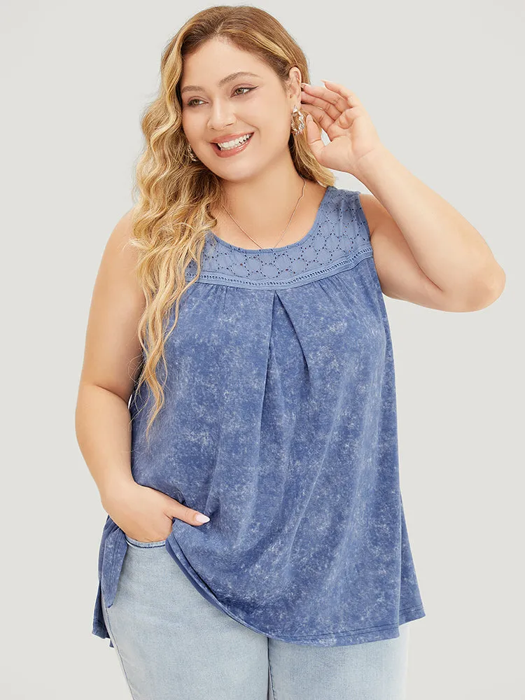 Solid Plicated Detail Crochet Lace Tank Top sold by Bloomchic product image thumbnail 2