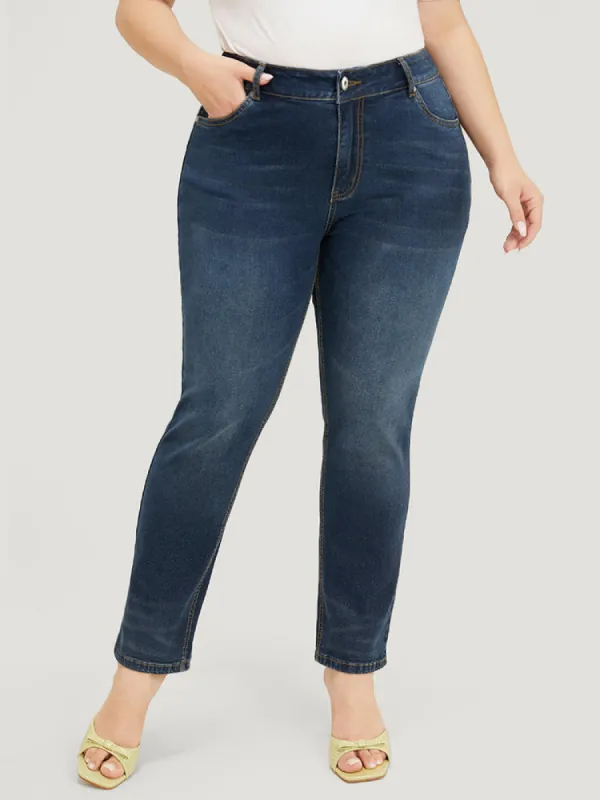 Very Stretchy High Rise Dark Wash Vintage Full Jeans sold by Bloomchic