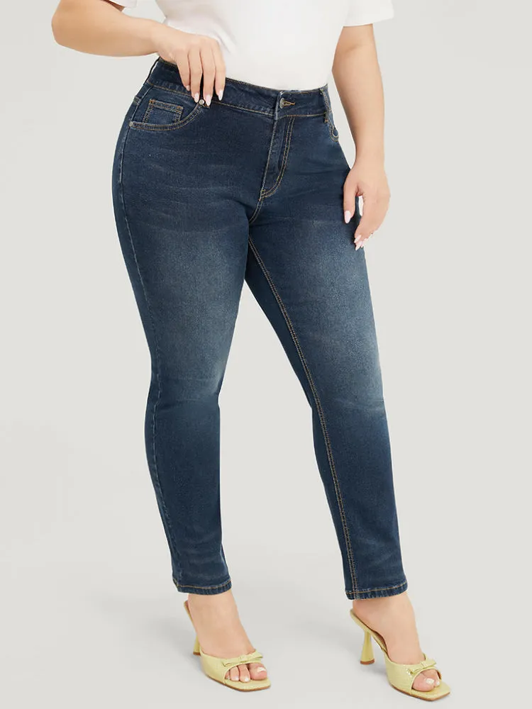 Very Stretchy High Rise Dark Wash Vintage Full Jeans sold by Bloomchic product image thumbnail 5
