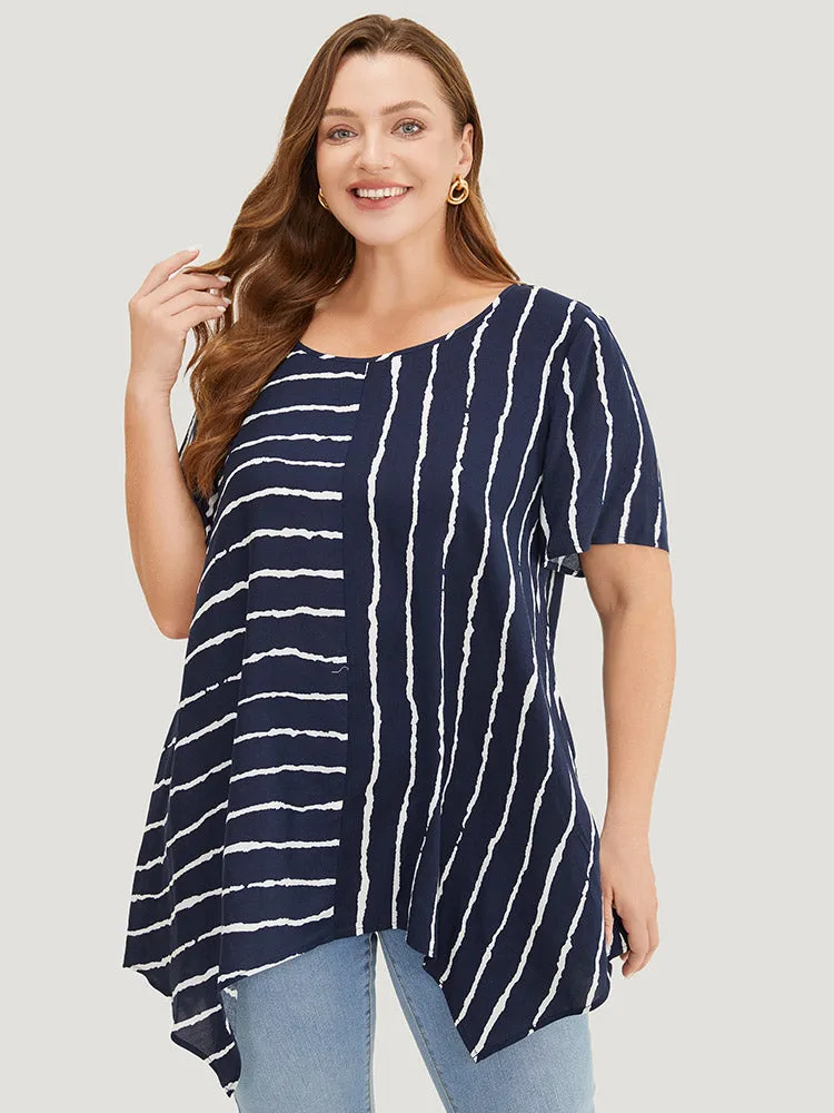 Striped Patchwork Hanky Hem Blouse sold by Bloomchic product image thumbnail 3