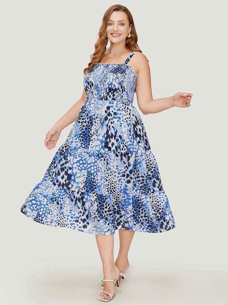 Leopard Print Shirred Pocket Frill Trim Cami Dress sold by Bloomchic product image thumbnail 3