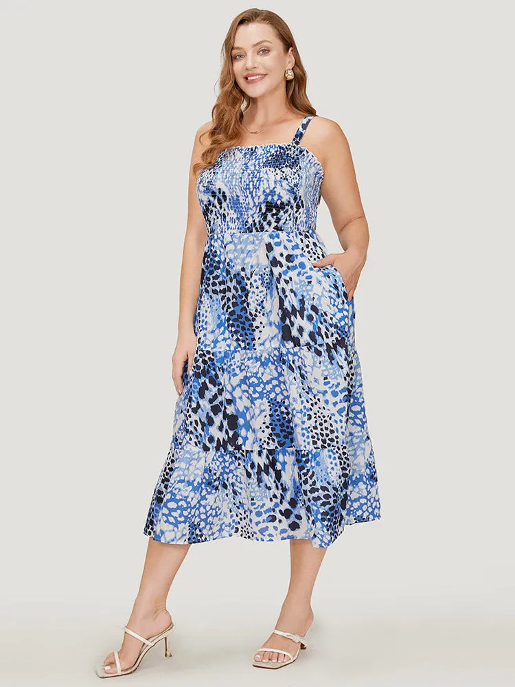 Leopard Print Shirred Pocket Frill Trim Cami Dress sold by Bloomchic product image thumbnail 4