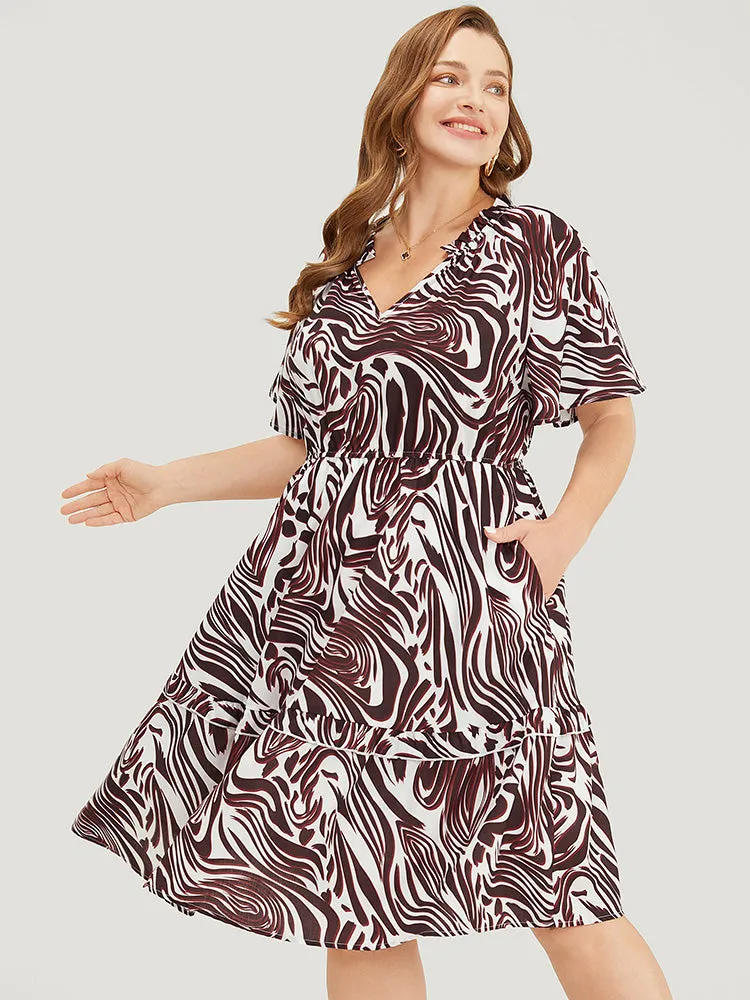 Zebra Print Frill Trim Pocket Ruffle Sleeve Dress sold by Bloomchic product image thumbnail 2