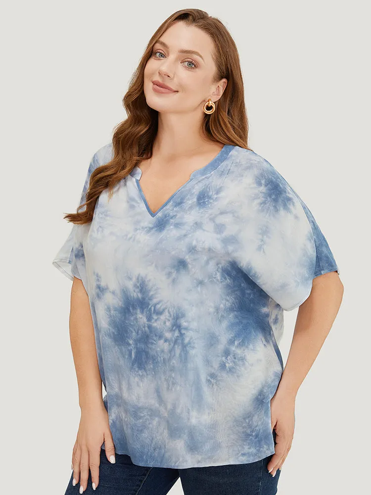 Tie Dye Notched Dolman Sleeve Blouse sold by Bloomchic product image thumbnail 3