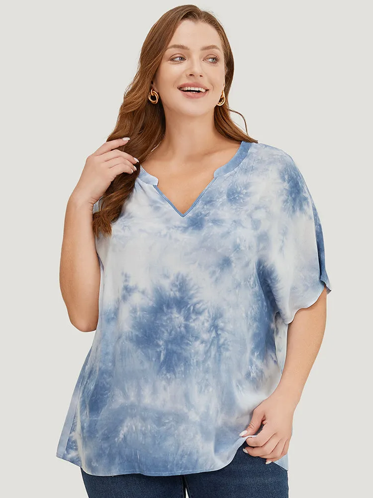 Tie Dye Notched Dolman Sleeve Blouse sold by Bloomchic product image thumbnail 4