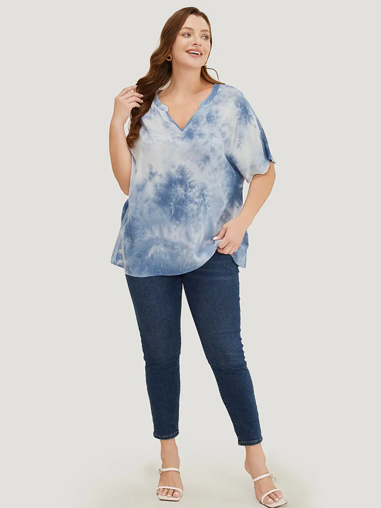 Tie Dye Notched Dolman Sleeve Blouse sold by Bloomchic product image thumbnail 5