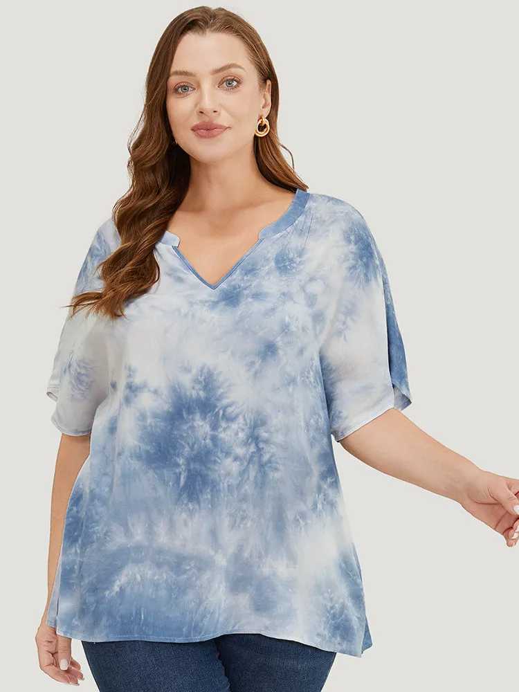 Tie Dye Notched Dolman Sleeve Blouse sold by Bloomchic product image thumbnail 2
