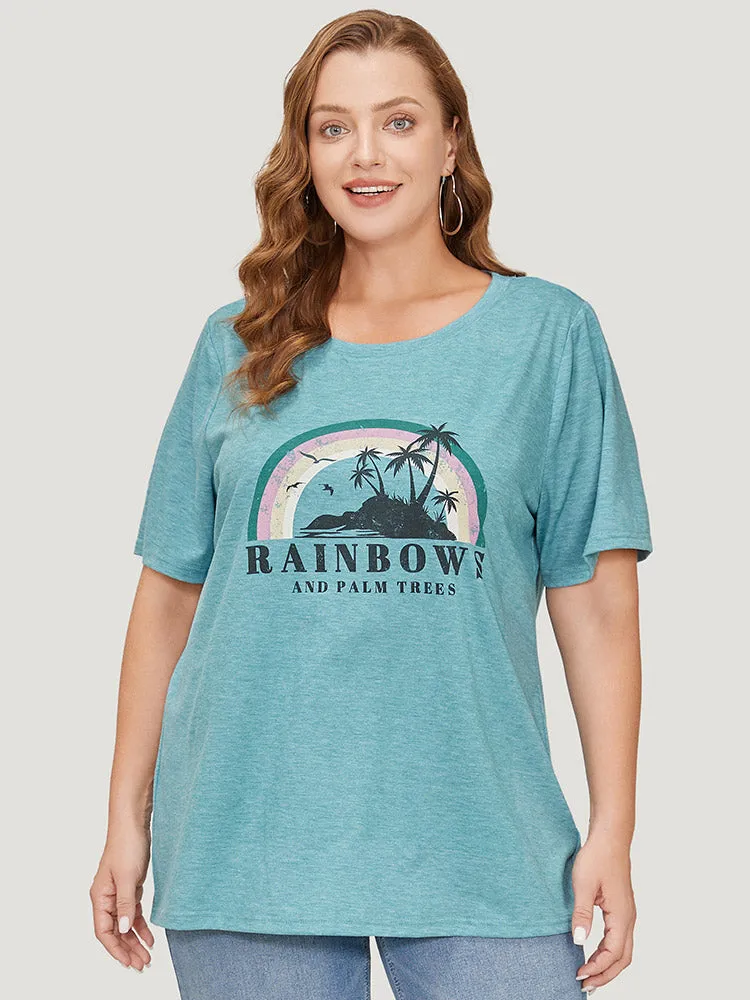 Rainbow & Letter Print Short Sleeve T-shirt sold by Bloomchic product image thumbnail 3