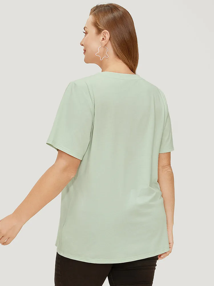 Sunflower & Letter Print Slightly Stretchy Short Sleeve T-shirt sold by Bloomchic product image thumbnail 2