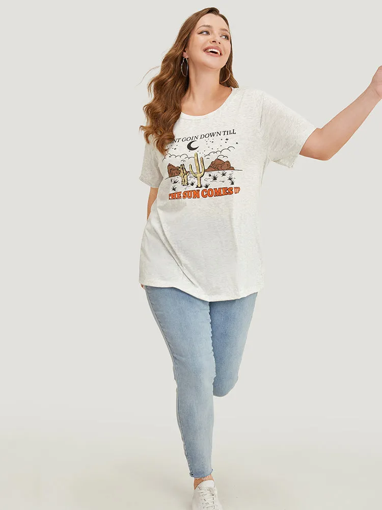 Cactus & Letter Print Short Sleeve Graphic Tee sold by Bloomchic product image thumbnail 4