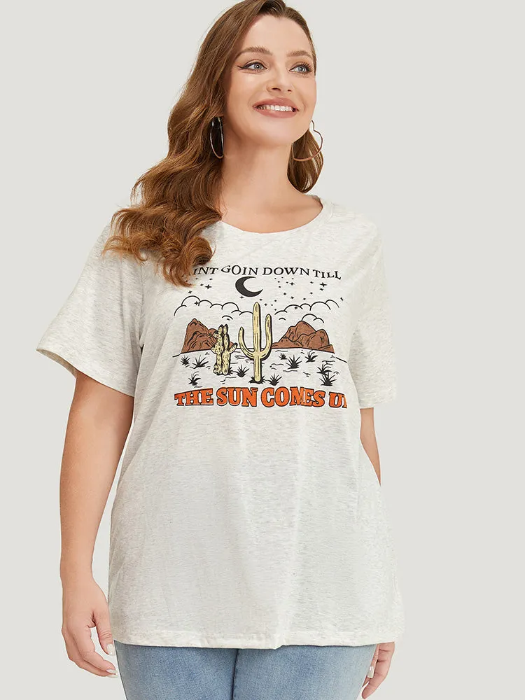 Cactus & Letter Print Short Sleeve Graphic Tee sold by Bloomchic product image thumbnail 3