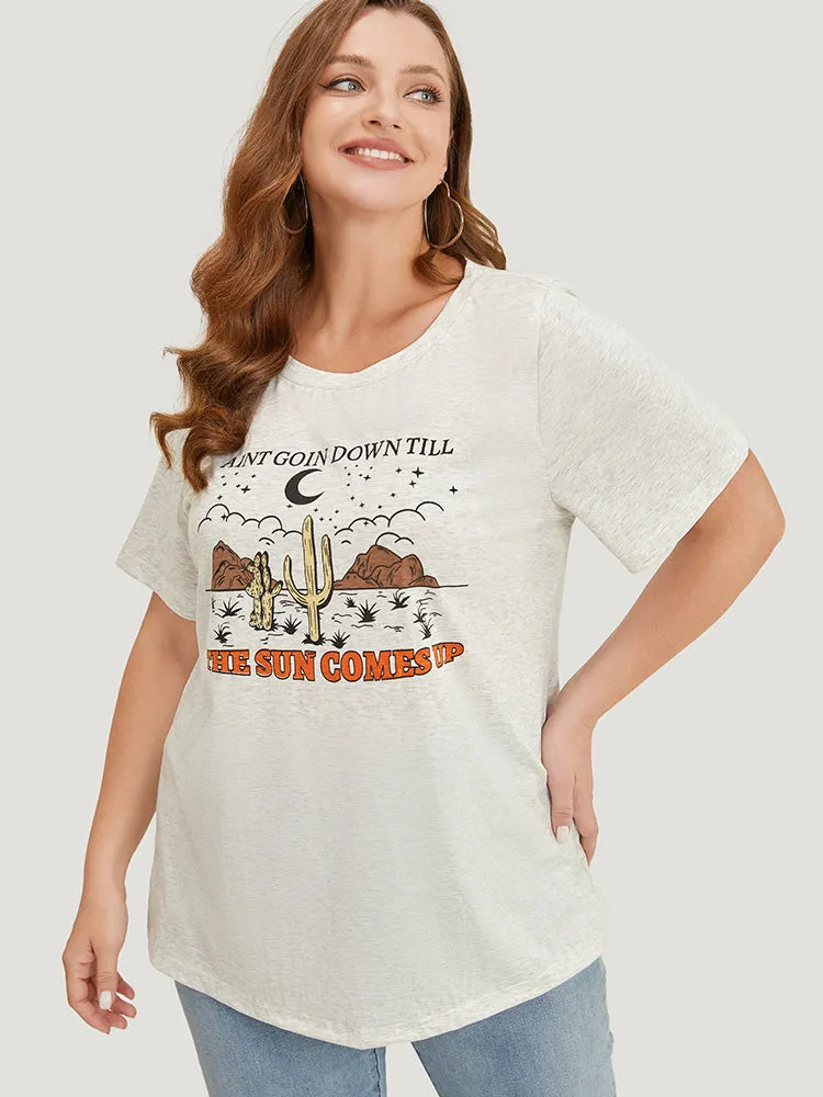 Cactus & Letter Print Short Sleeve Graphic Tee sold by Bloomchic product image thumbnail 2