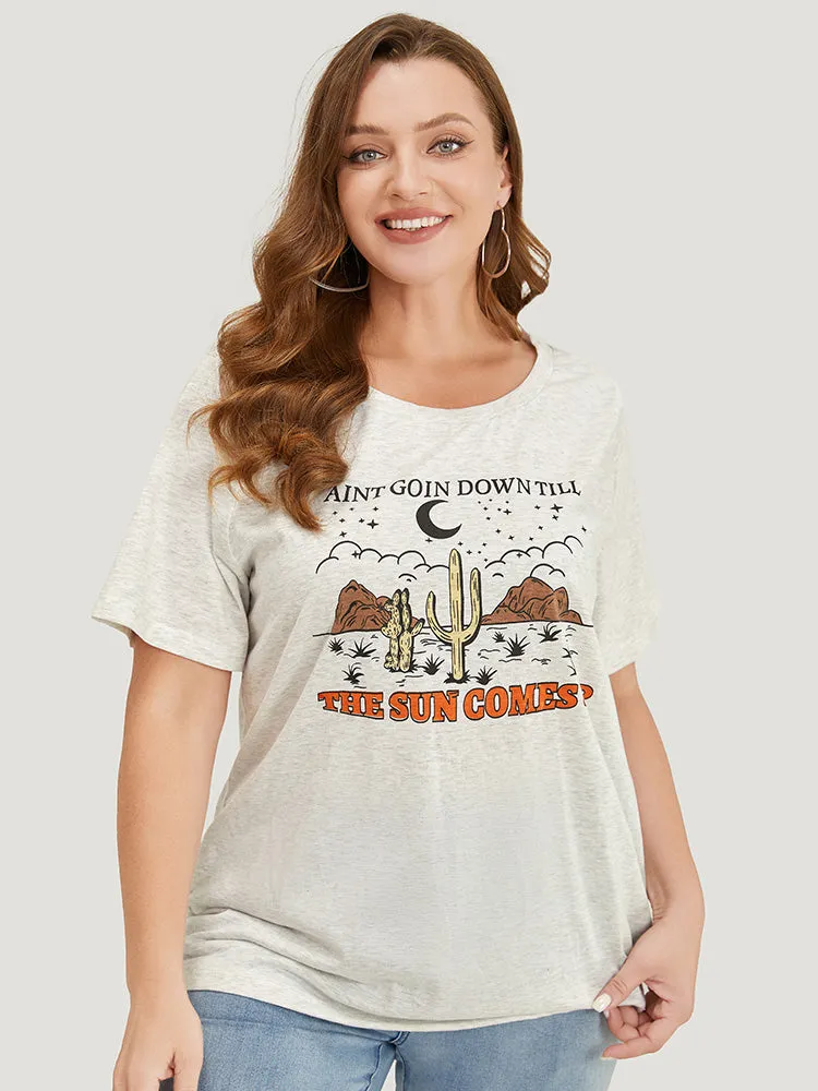 Cactus & Letter Print Short Sleeve Graphic Tee sold by Bloomchic product image thumbnail 5