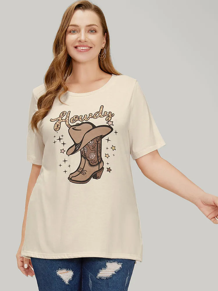 Boots & Hat Print Drop Shoulder Graphic T-shirt sold by Bloomchic product image thumbnail 5