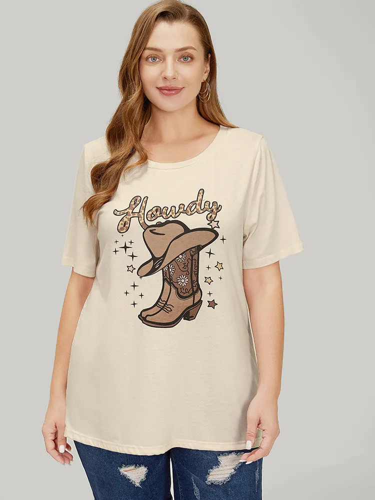 Boots & Hat Print Drop Shoulder Graphic T-shirt sold by Bloomchic product image thumbnail 2