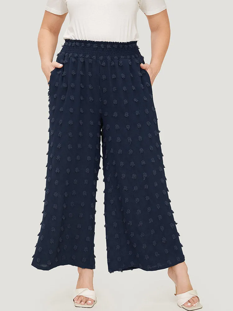 Polka Dot Shirred Waist Pocket Wide Leg Pants sold by Bloomchic